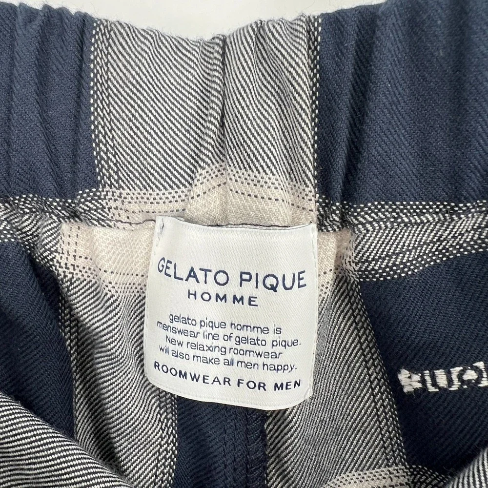 Gelato Pique Homme Pants Mens M Plaid Blue Sweatpants Loungewear Relax Sleepwear